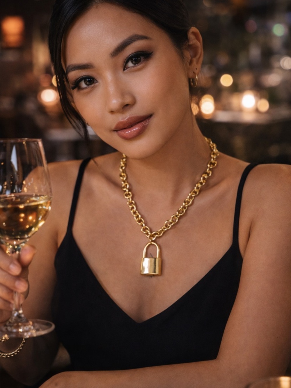 Gold Lock Necklace by Things Remembered Chunky Chain Statement Piece